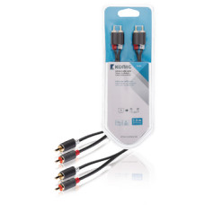 Stereo audiokabel 2x RCA male - 2x male 5,00 m grijs